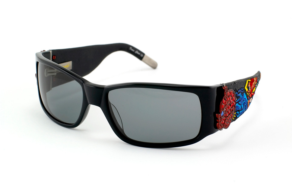 Ed Hardy Sonnenbrille Devil on Panther EHS 036 Black